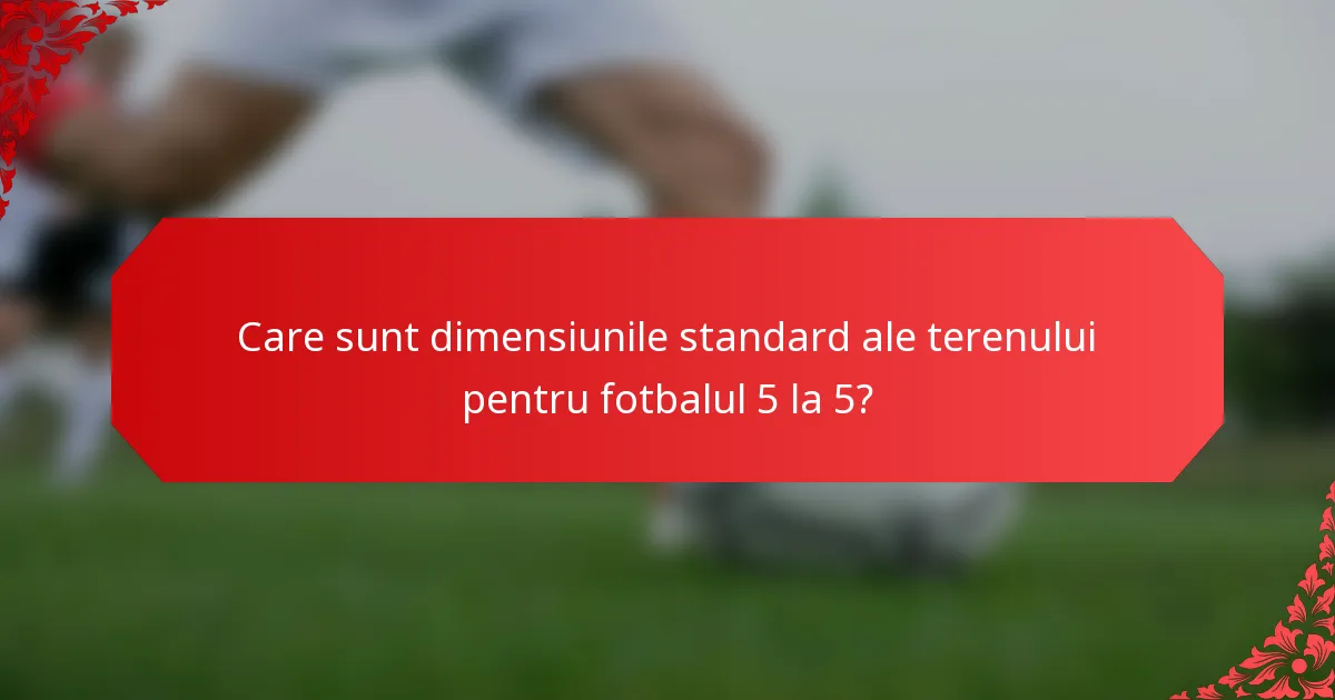 Care sunt dimensiunile standard ale terenului pentru fotbalul 5 la 5?