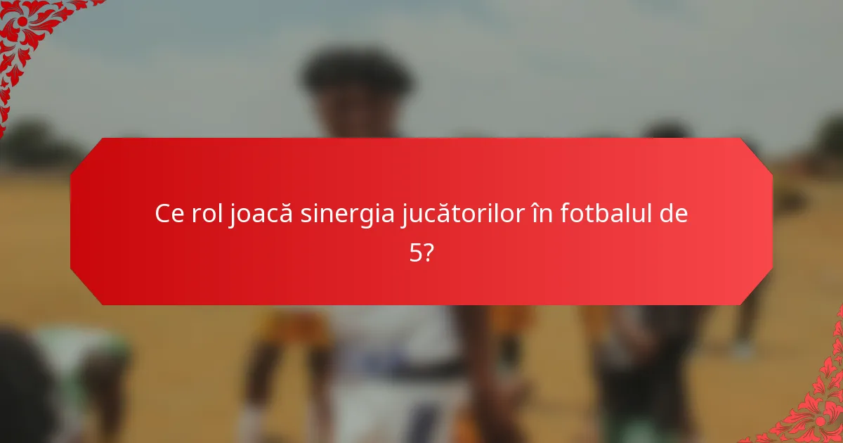 Ce rol joacă sinergia jucătorilor în fotbalul de 5?